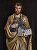 Heiliger Josef mit Kirche - bemalt - Helmut Petahoner